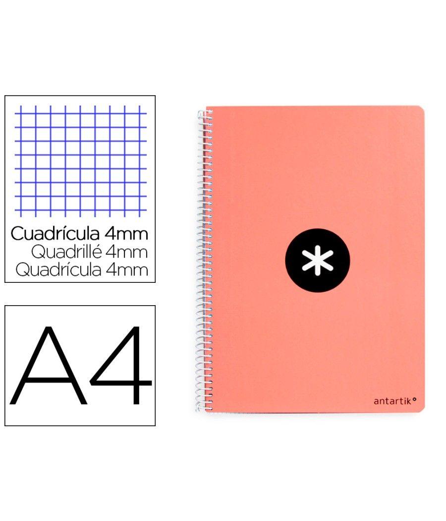 Cuaderno espiral liderpapel a4 antartik tapa dura 80h 100gr cuadro 4mm con margen color coral PACK 3 UNIDADES - Imagen 2