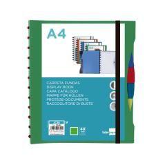 Carpeta liderpapel a4 con 40 fundas intercambiables 5 sep sobre y gomilla portada y lomo personalizable verde - Imagen 3