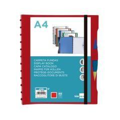 Carpeta liderpapel a4 con 40 fundas intercambiables 5 sep sobre y gomilla portada y lomo personalizable rojo - Imagen 3