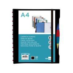 Carpeta liderpapel a4 con 40 fundas intercambiables 5 sep sobre y gomilla portada y lomo personalizable negro - Imagen 3