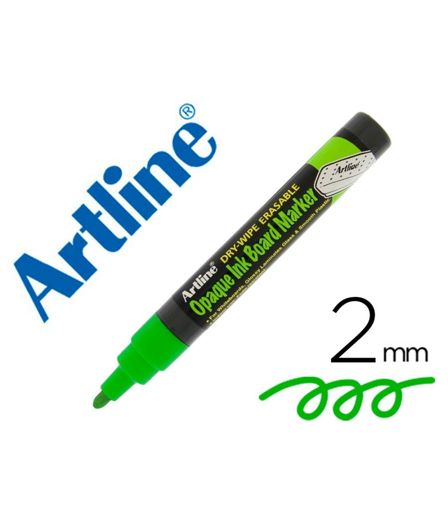 Rotulador artline pizarra epd-4 color verde fluorescente opaque ink board punta redonda 2 mm PACK 12 UNIDADES - Imagen 2