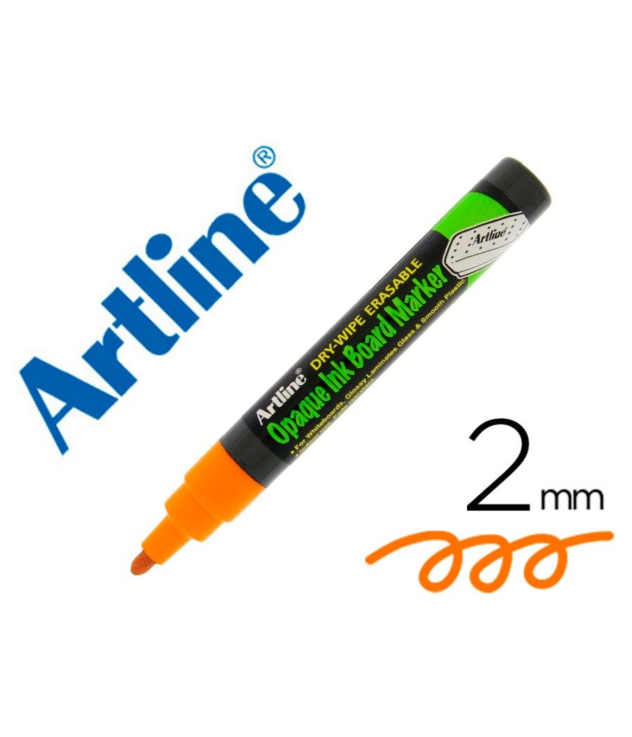 Rotulador artline pizarra epd-4 color naranja fluorescente opaque ink board punta redonda 2 mm PACK 12 UNIDADES - Imagen 2