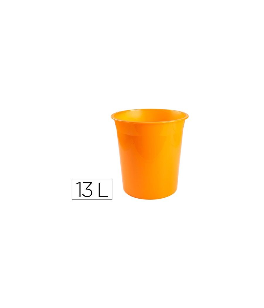Papelera plástico q-connect naranja translucido 13 litros dim. 275x285 mm - Imagen 2