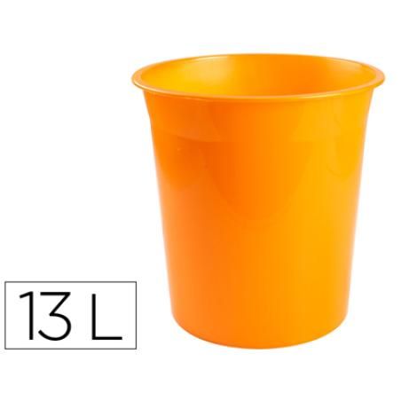 Papelera plástico q-connect naranja translucido 13 litros dim. 275x285 mm