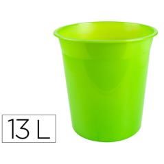 Papelera plástico q-connect verde translucido 13 litros dim. 275x285 mm