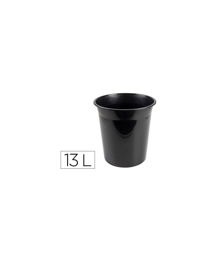 Papelera plástico q-connect negro opaco 13 litros dim.275x285 mm - Imagen 2