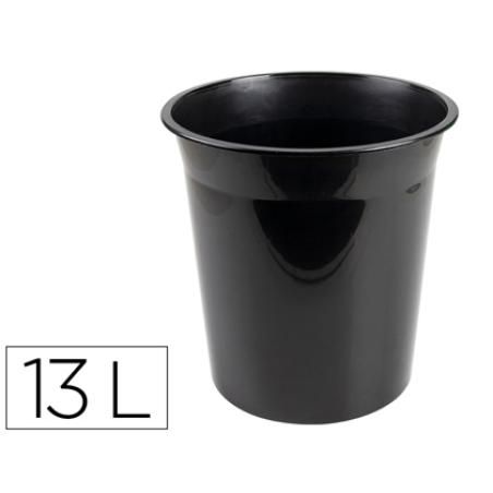 Papelera plástico q-connect negro opaco 13 litros dim.275x285 mm