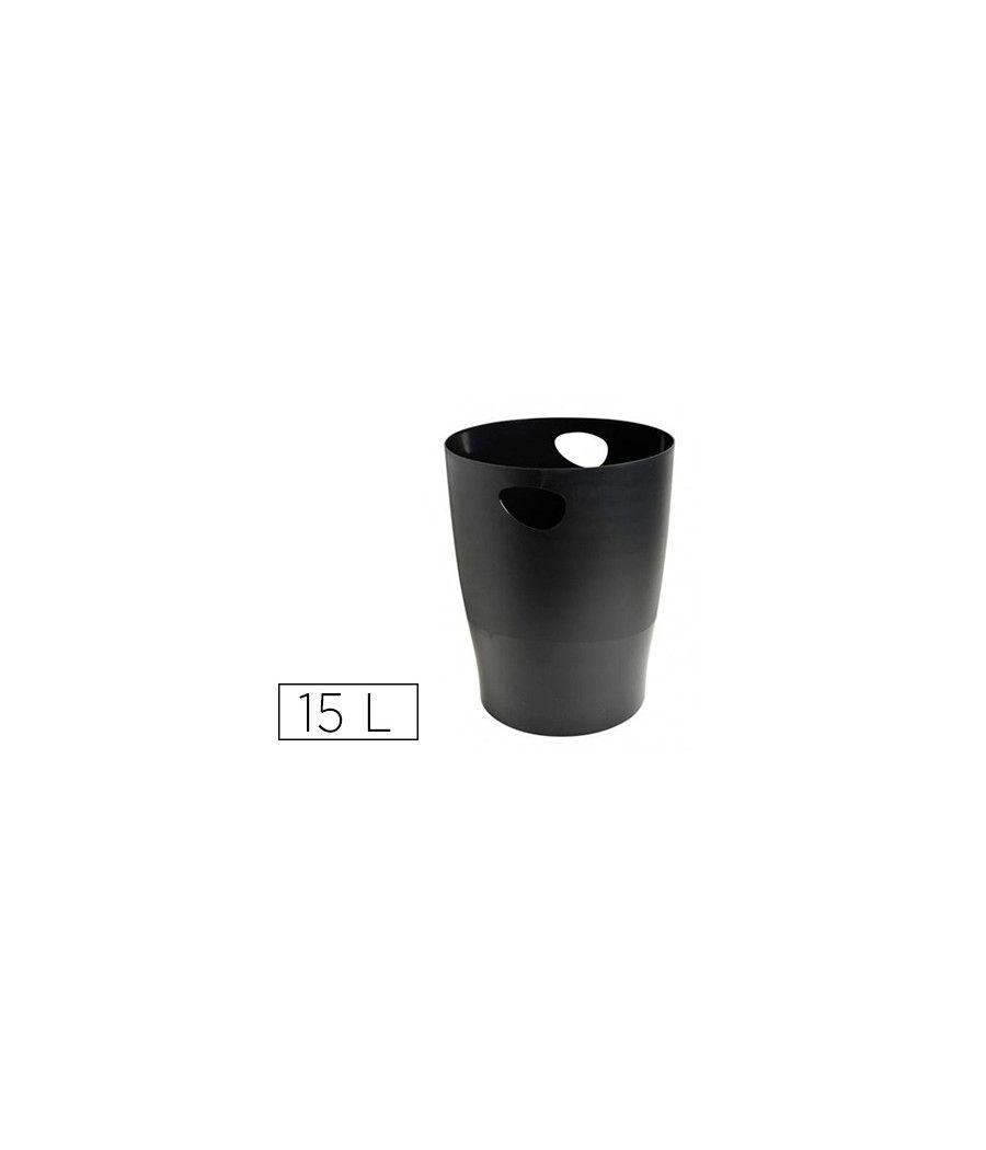 Papelera plástico exacompta ecoblack negro 15 litros - Imagen 2