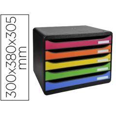 Fichero cajones sobremesa exacompta big-box plus apaisada iderama arlequin 5 cajones multicolores - Imagen 2