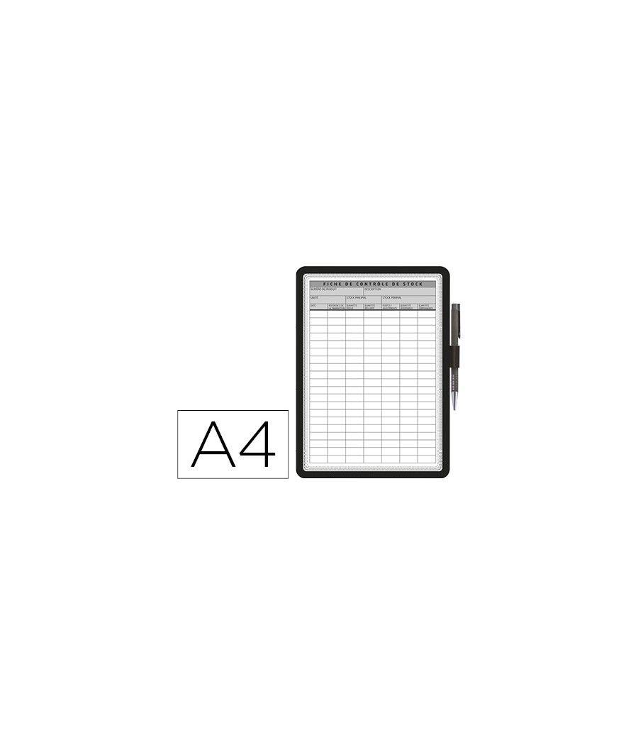 Marco porta anuncios tarifold magneto din a4 dorso adhesivo removible con portabolígrafo color negro - Imagen 2