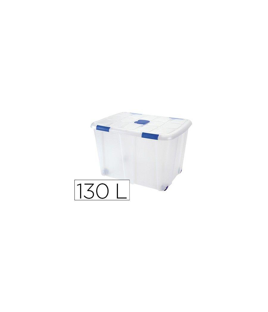 Contenedor plástico plasticforte 130 litros n 16 transparente con tapa 480x740x540 mm - Imagen 2