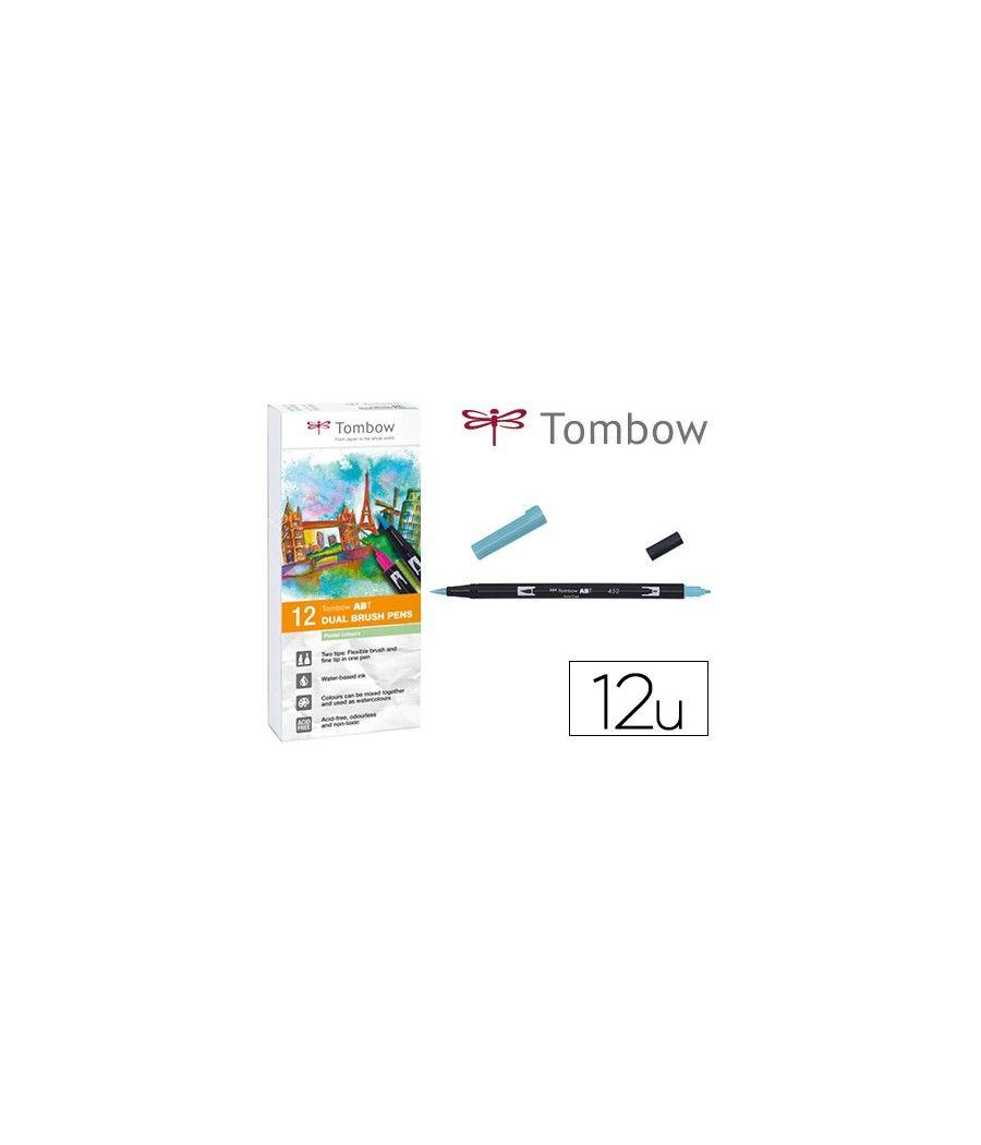 Rotulador tombow acuarelable doble punta pincel colores pastel estuche de 12 unidades colores surtidos - Imagen 2