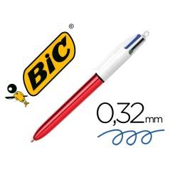 Bolígrafo bic cuatro colores shine rojo punta de 1 mm PACK 12 UNIDADES - Imagen 2