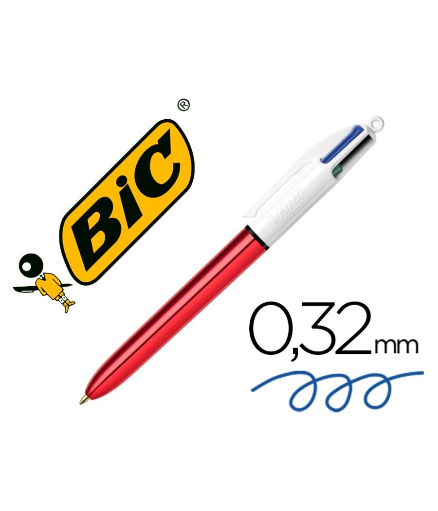Bolígrafo bic cuatro colores shine rojo punta de 1 mm PACK 12 UNIDADES - Imagen 2