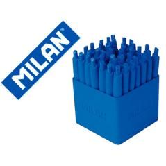 Bolígrafo milan p1 retráctil 1 mm touch mini azul expositor de 40 unidades