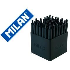Bolígrafo milan p1 retráctil 1 mm touch mini negro expositor de 40 unidades