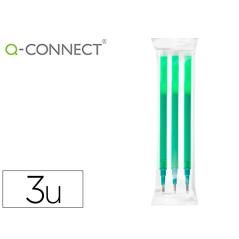 Recambio bolígrafo q-connect retráctil kf11060 borrable verde caja de 3 unidades
