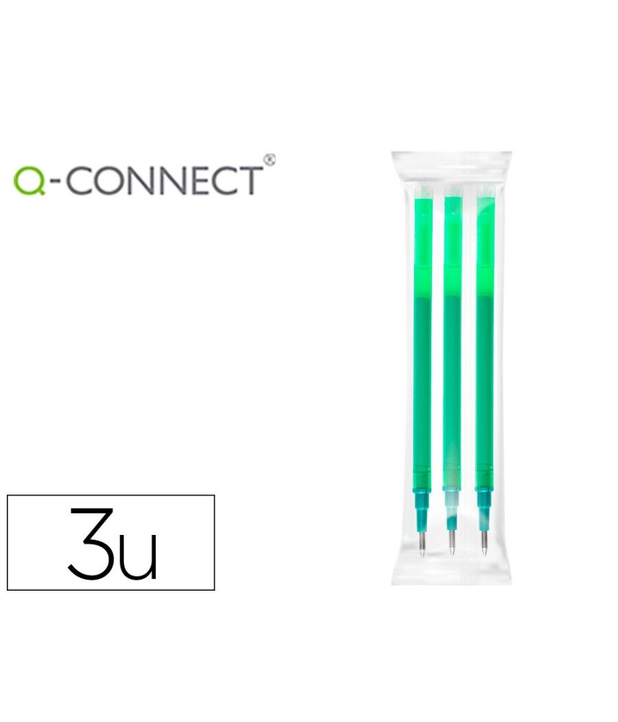 Recambio bolígrafo q-connect retráctil kf11060 borrable verde caja de 3 unidades - Imagen 2