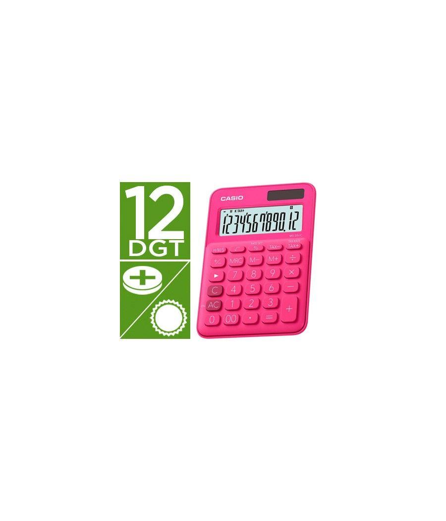 Calculadora casio ms-20uc-rd sobremesa 12 dígitos tax +/- color fucsia - Imagen 2