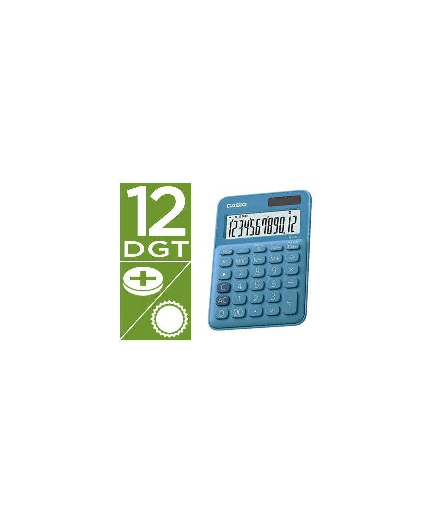 Calculadora casio ms-20uc-bu sobremesa 12 dígitos tax +/- color azul - Imagen 2