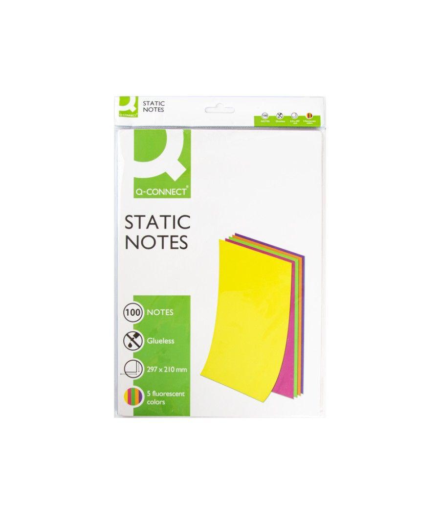 Bloc de notas electrostaticas quita y pon q-connect 210x297 mm 100 hojas 5 colores fluorescentes - Imagen 3