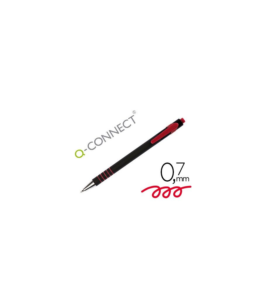 Bolígrafo q-connect retráctil con grip 0,7 mm color rojo PACK 12 UNIDADES - Imagen 2