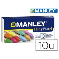 Lápices cera manley flúor y pastel caja de 10 colores surtidos