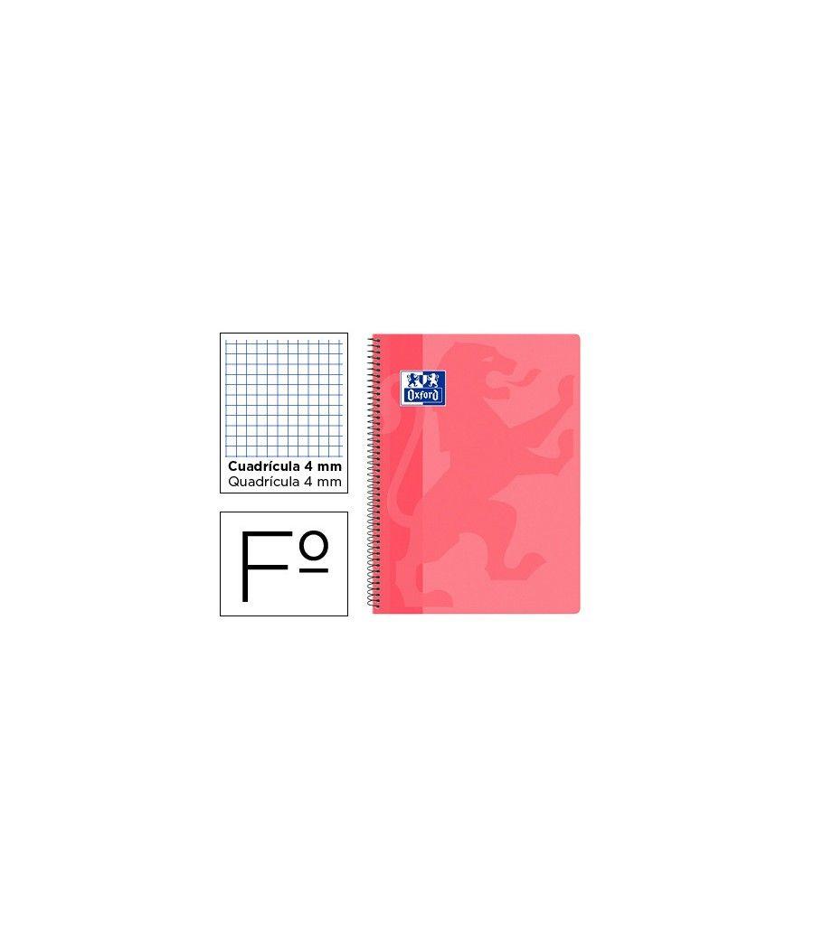 Cuaderno espiral oxford school classic tapa polipropileno folio 80 hojas cuadro 4 mm con margen rosa PACK 5 UNIDADES - Imagen 2