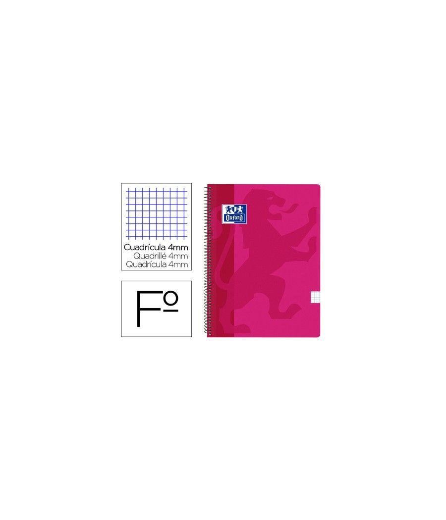 Cuaderno espiral oxford school classic tapa polipropileno folio 80 h cuadro 4 mm con margen fucsia PACK 5 UNIDADES - Imagen 2