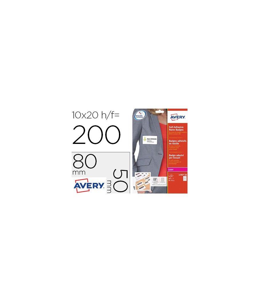 Etiqueta adhesiva avery identificativa acetato de seda tamaño 80x50 mm removible láser caja de 100 - Imagen 2