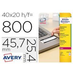Etiqueta adhesiva avery tamaño 45,7x25,4 mm permanente láser blanca caja de 800 unidades - Imagen 2