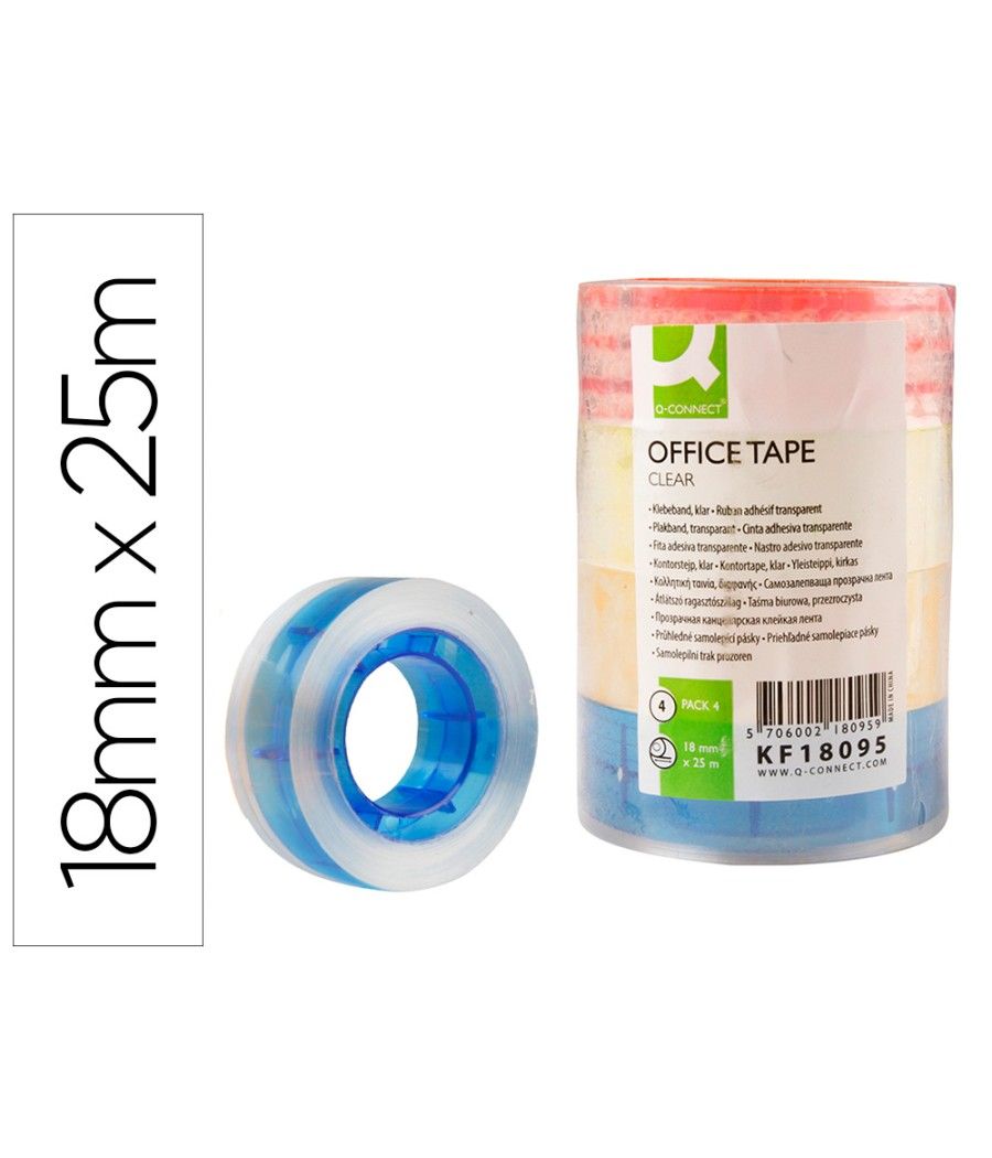 Cinta adhesiva q-connect con mandril de color 25 mt x 18 mm pack de 4 colores - Imagen 2