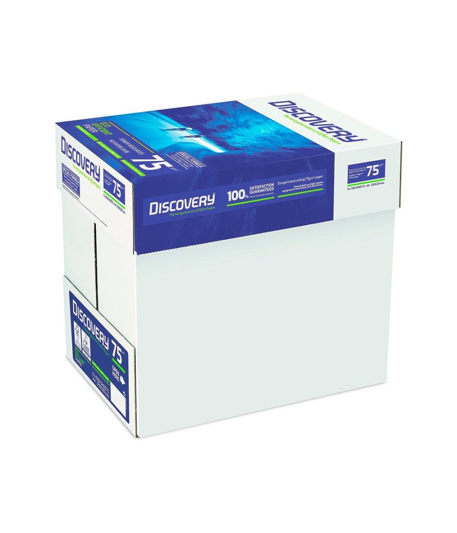 Papel fotocopiadora discovery fast pack din a4 75 gramos papel multiuso ink-jet y láser caja de 2500 hojas - Imagen 4