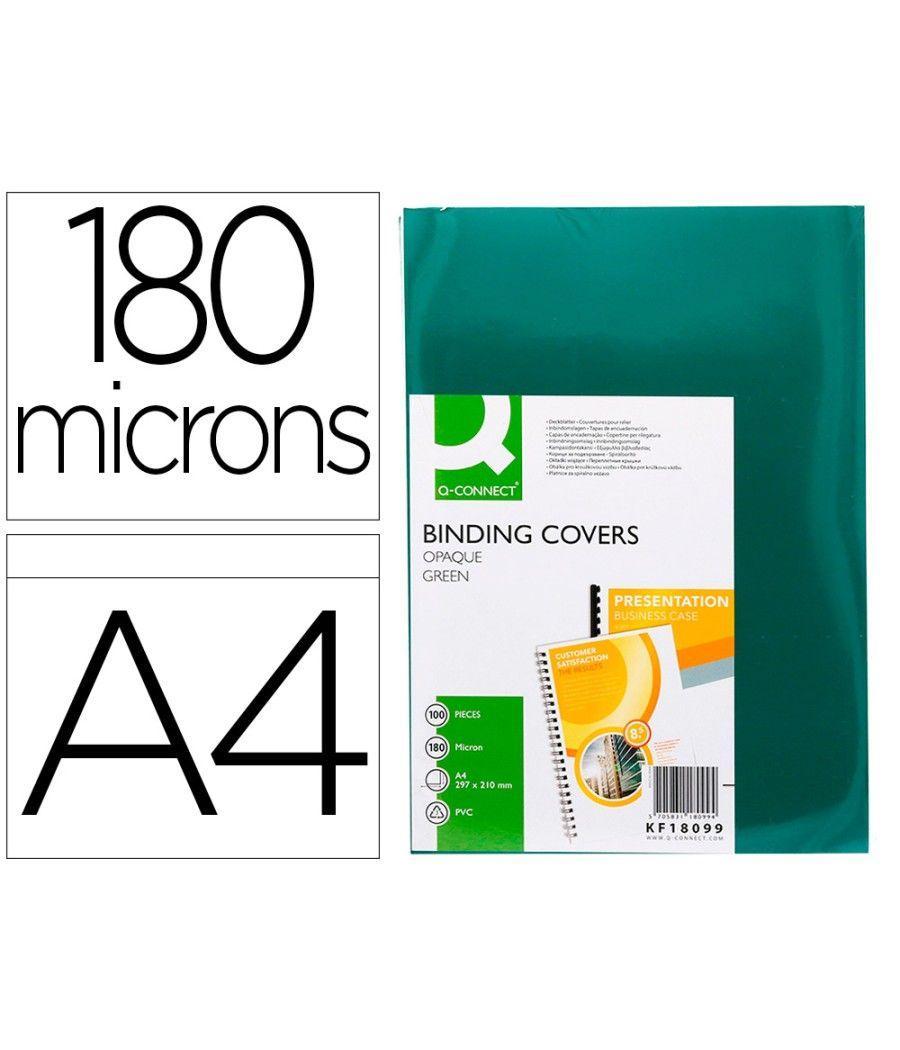 Tapa de encuadernación q-connect pvc din a4 opaca verde 180 micras caja de 100 unidades - Imagen 2