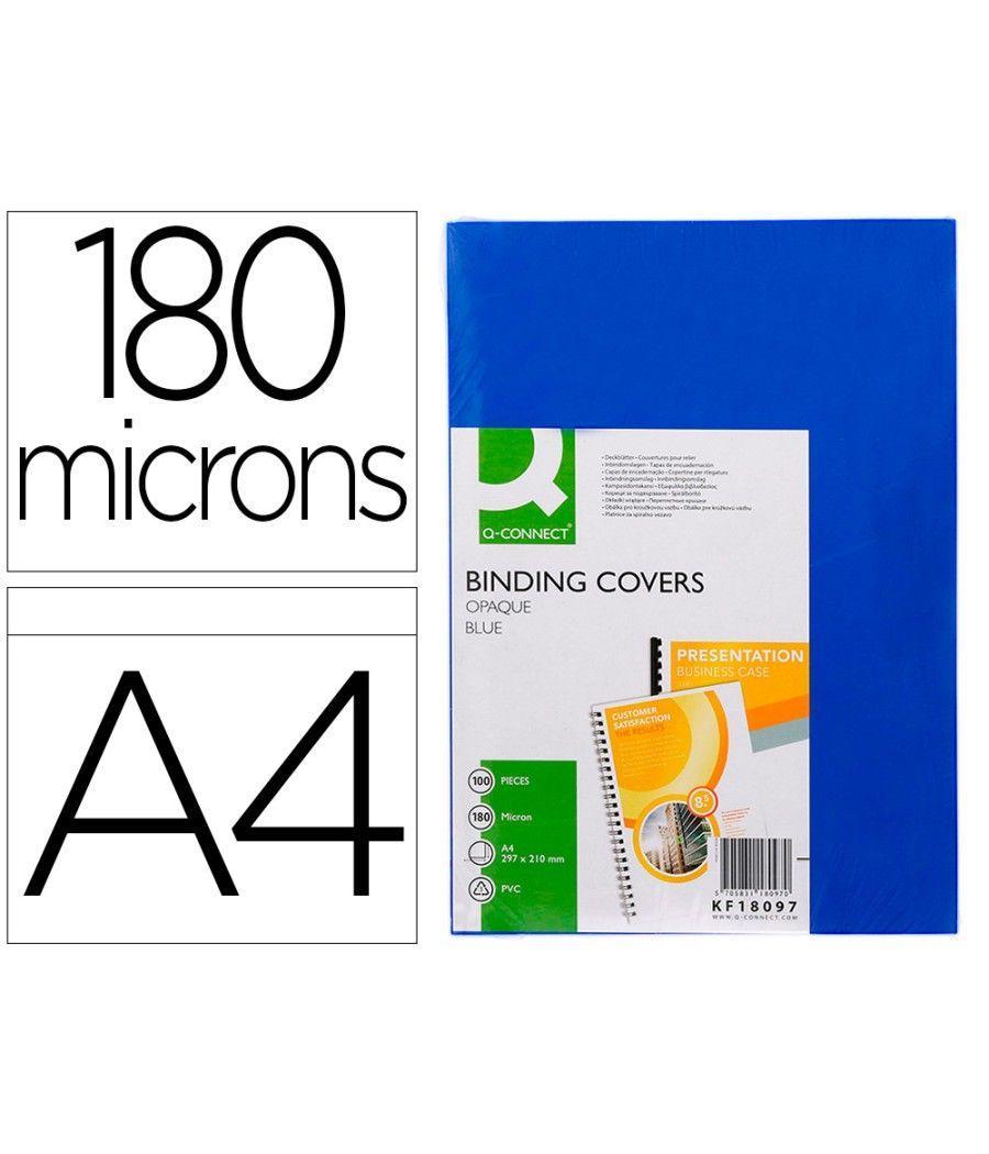 Tapa de encuadernación q-connect pvc din a4 opaca azul 180 micras caja de 100 unidades - Imagen 2