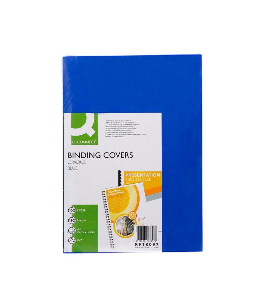 Tapa de encuadernación q-connect pvc din a4 opaca azul 180 micras caja de 100 unidades - Imagen 3