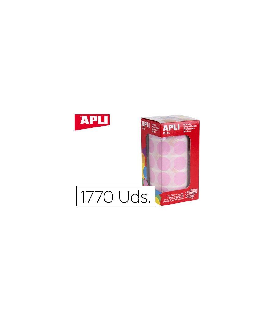 Gomets apli autoadhesivo circulares 20 mm rosa rollo con 1770 unidades - Imagen 2