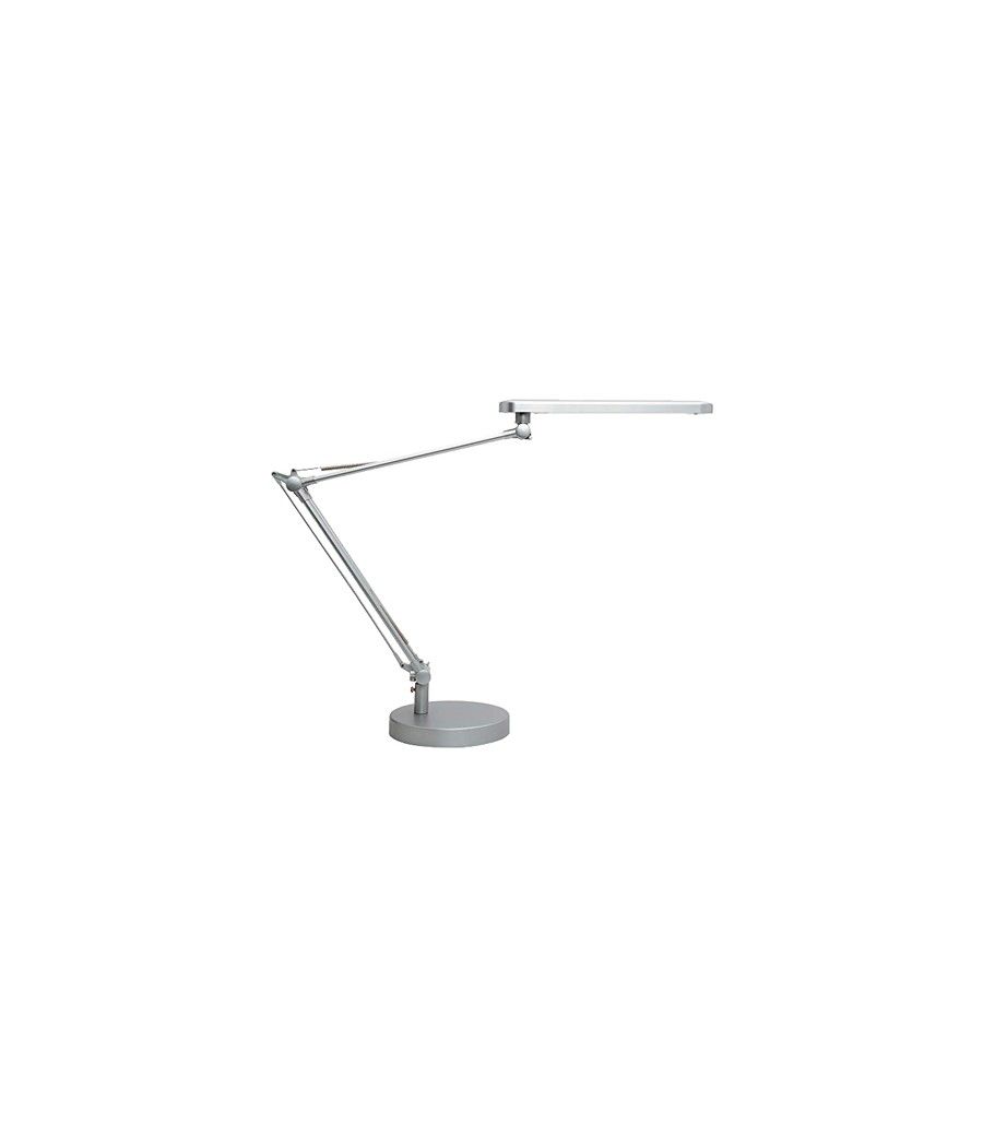 Lampara de escritorio unilux mambo led 5,6w doble brazo articulado abs y aluminio gris metalizado base 19 cm - Imagen 2