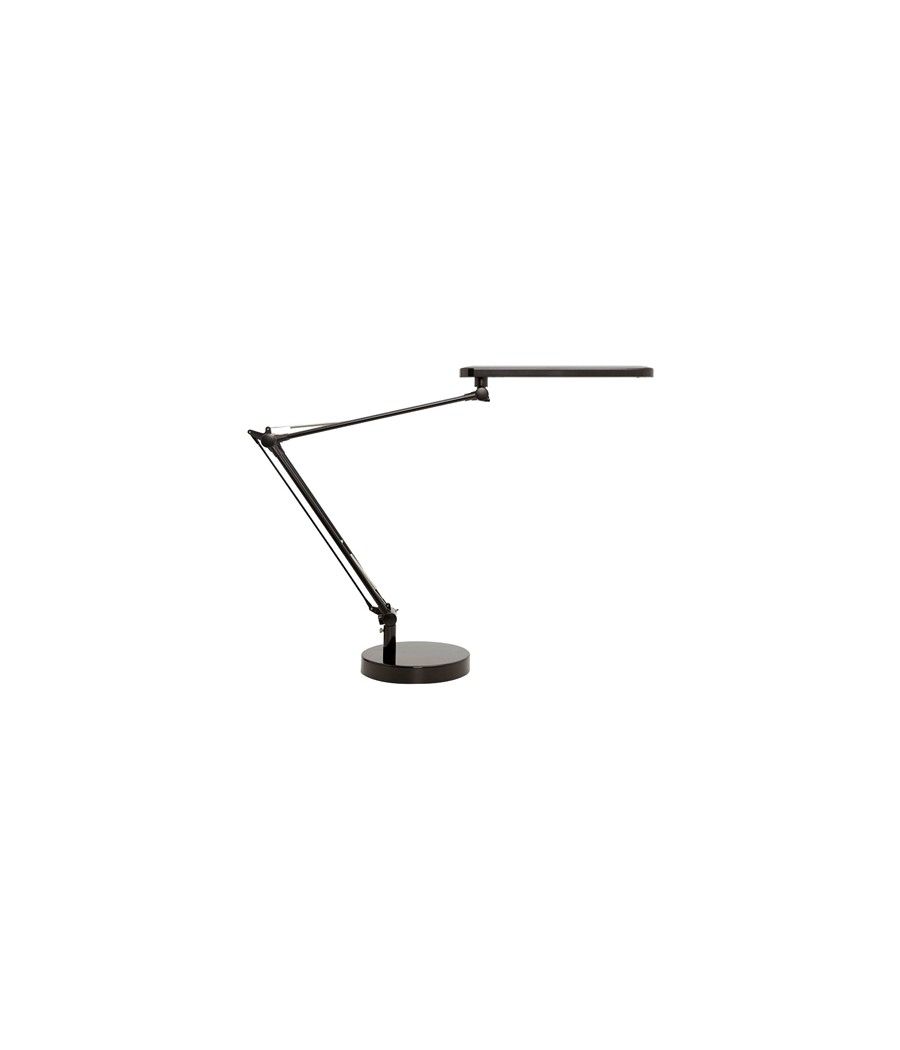 Lampara de escritorio unilux mambo led 5,6w doble brazo articulado abs y aluminio negro base 19 cm diametro - Imagen 2