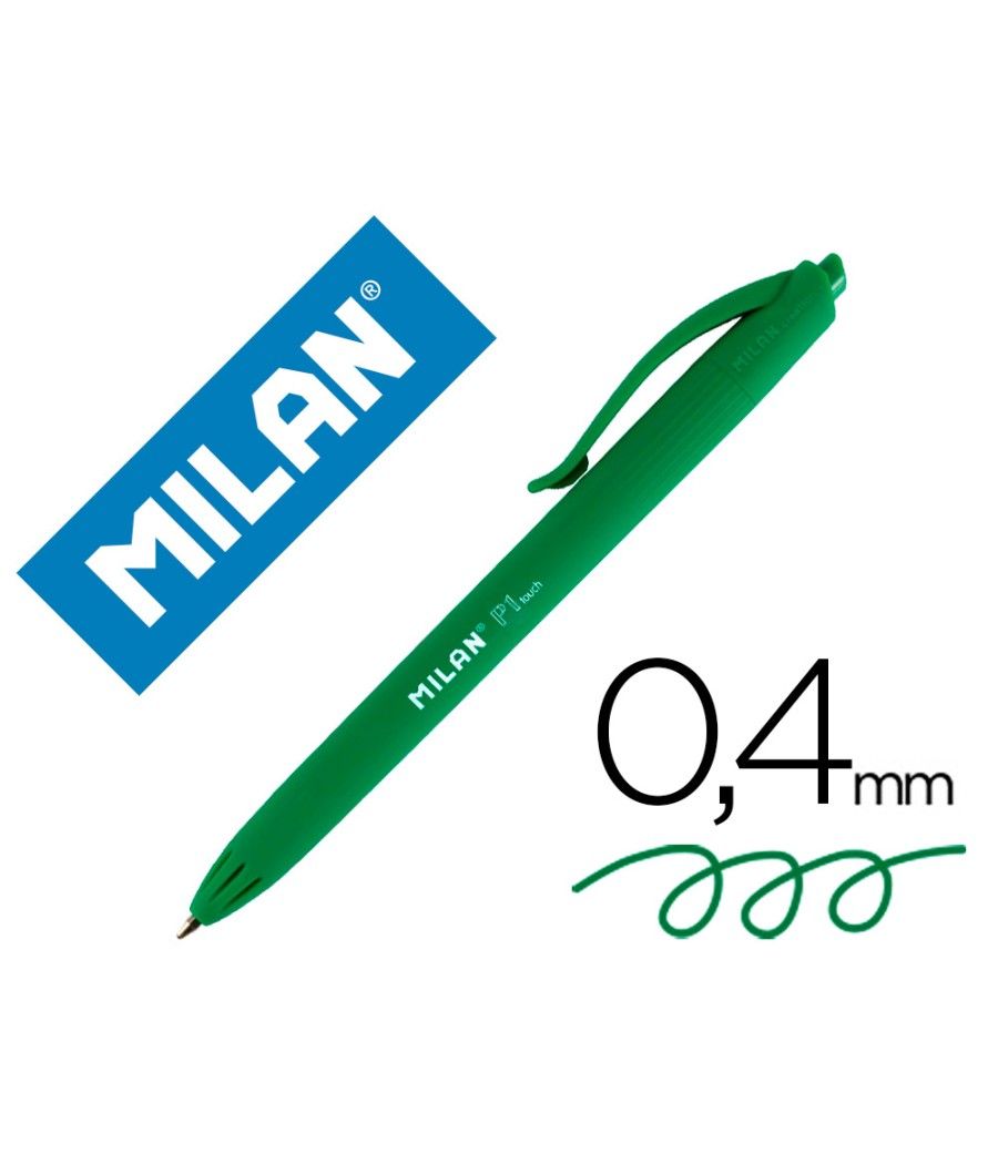 Bolígrafo milan p1 retráctil 1 mm touch verde - Imagen 2