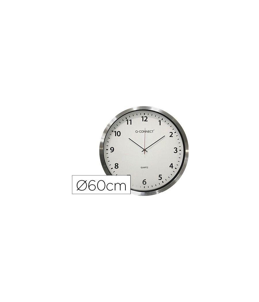 Reloj q-connect de pared plástico oficina redondo 60 cmmarco cromado - Imagen 2