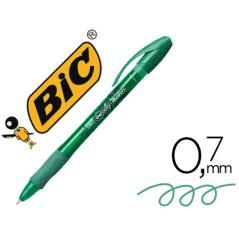 Bolígrafo bic gelocity illusion borrable verde punta de 0,7 mm PACK 12 UNIDADES
