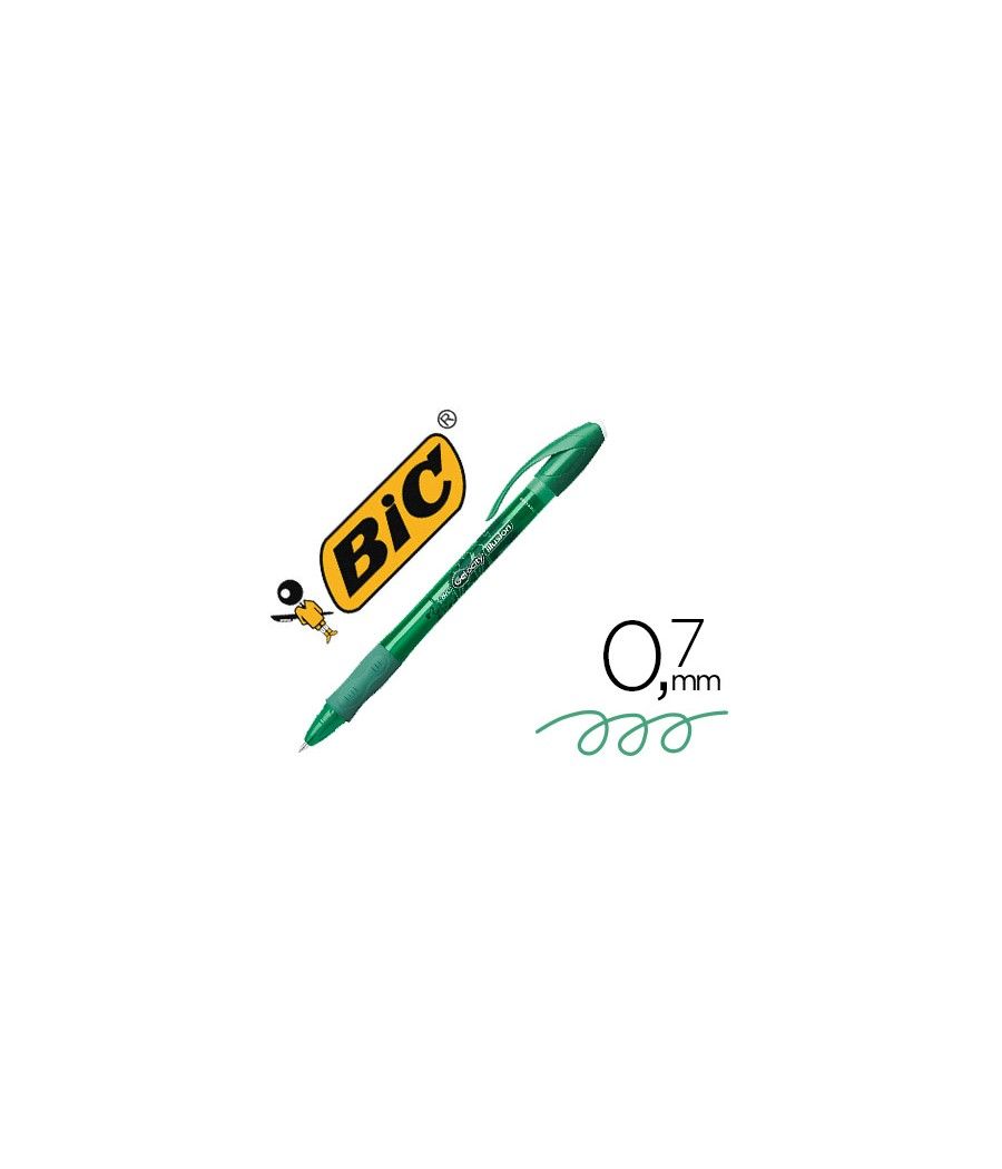 Bolígrafo bic gelocity illusion borrable verde punta de 0,7 mm PACK 12 UNIDADES - Imagen 2
