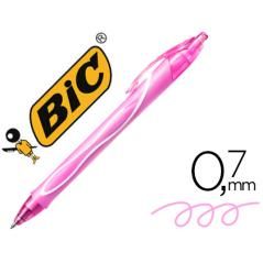 Bolígrafo bic gelocity quick dry retráctil tinta gel rosa punta de 0,7 mm PACK 12 UNIDADES