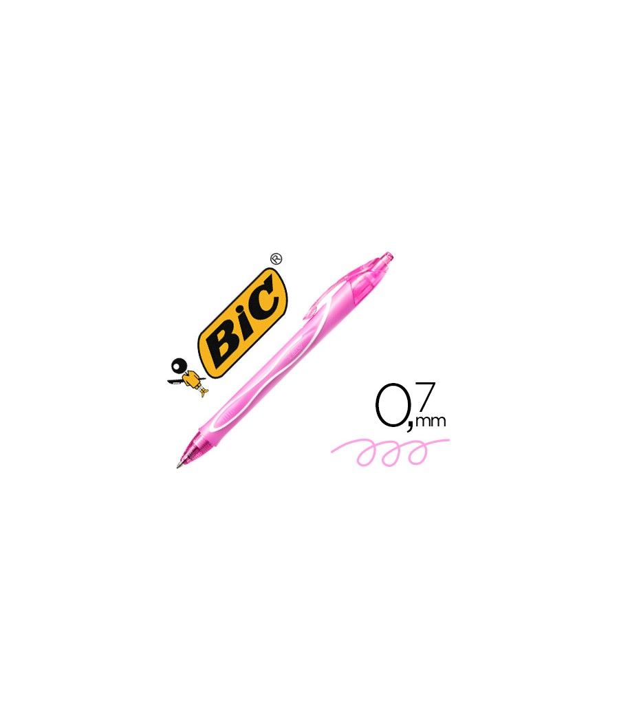 Bolígrafo bic gelocity quick dry retráctil tinta gel rosa punta de 0,7 mm PACK 12 UNIDADES - Imagen 2