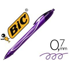 Bolígrafo bic gelocity quick dry retráctil tinta gel purpura punta de 0,7 mm PACK 12 UNIDADES