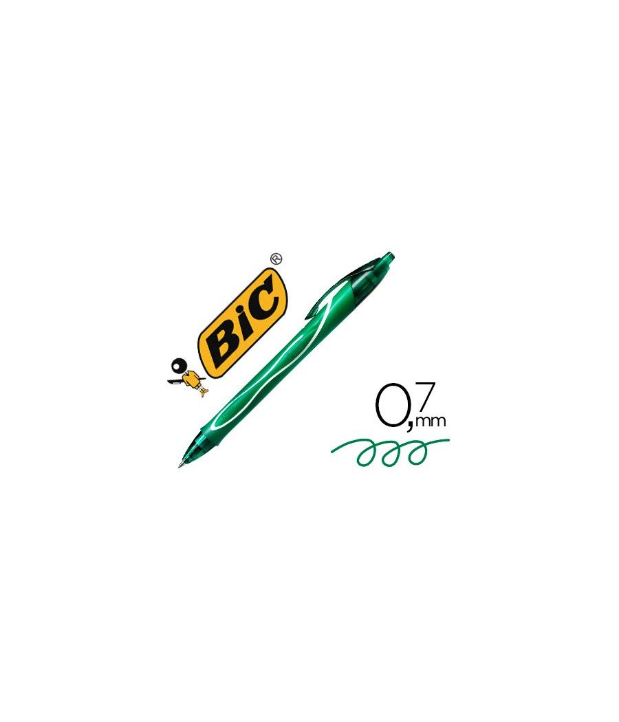 Bolígrafo bic gelocity quick dry retráctil tinta gel verde punta de 0,7 mm PACK 12 UNIDADES - Imagen 2