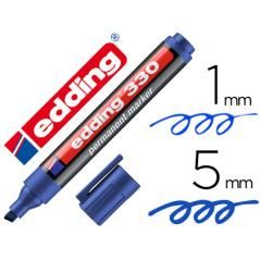 Rotulador edding marcador permanente 330 azul punta biselada 1-5 mm recargable PACK 10 UNIDADES