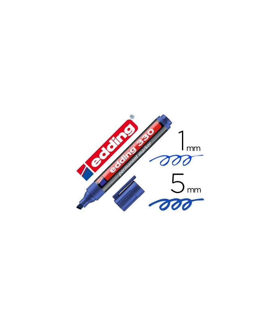 Rotulador edding marcador permanente 330 azul punta biselada 1-5 mm recargable PACK 10 UNIDADES - Imagen 2
