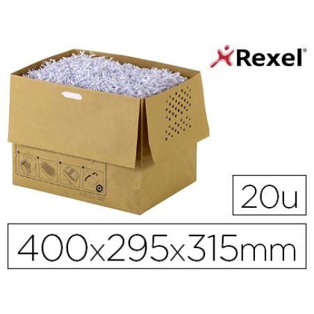 Bolsa de residúos rexel reciclable para destructora auto+300x capacidad 40 l pack de 20 unidades 400x295x315 mm - Imagen 1